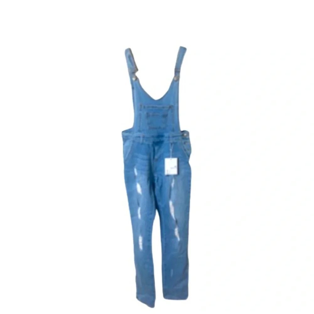 Distressed Denim Jeans Overalls - Picture 5 of 9